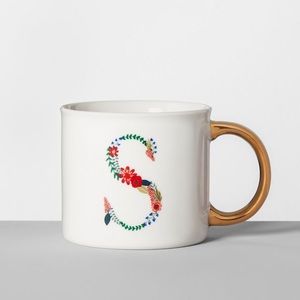 Opalhouse S Monogrammed Porcelain Floral Mug
